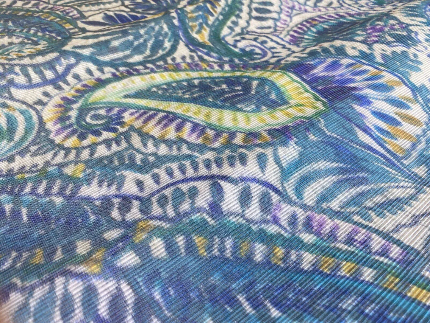 Scalamandre " Indra Aqua/multi Blue Chartreuse Green White Aztek Mayan Print Cotton MSRP USD 202/Y Heavy!"