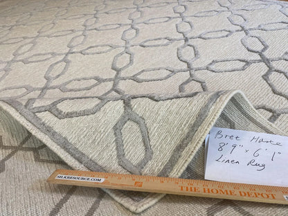 Stark BRET HARTE White Lattice Diamond Linen Handmade Transitional Mid Century Rug 6x9' MSRP USD 3175