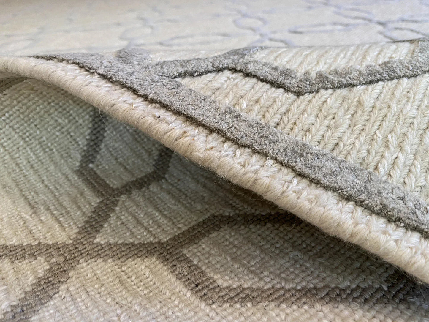 Stark BRET HARTE White Lattice Diamond Linen Handmade Transitional Mid Century Rug 6x9' MSRP USD 3175