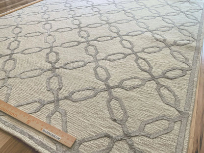 Stark BRET HARTE White Lattice Diamond Linen Handmade Transitional Mid Century Rug 6x9' MSRP USD 3175