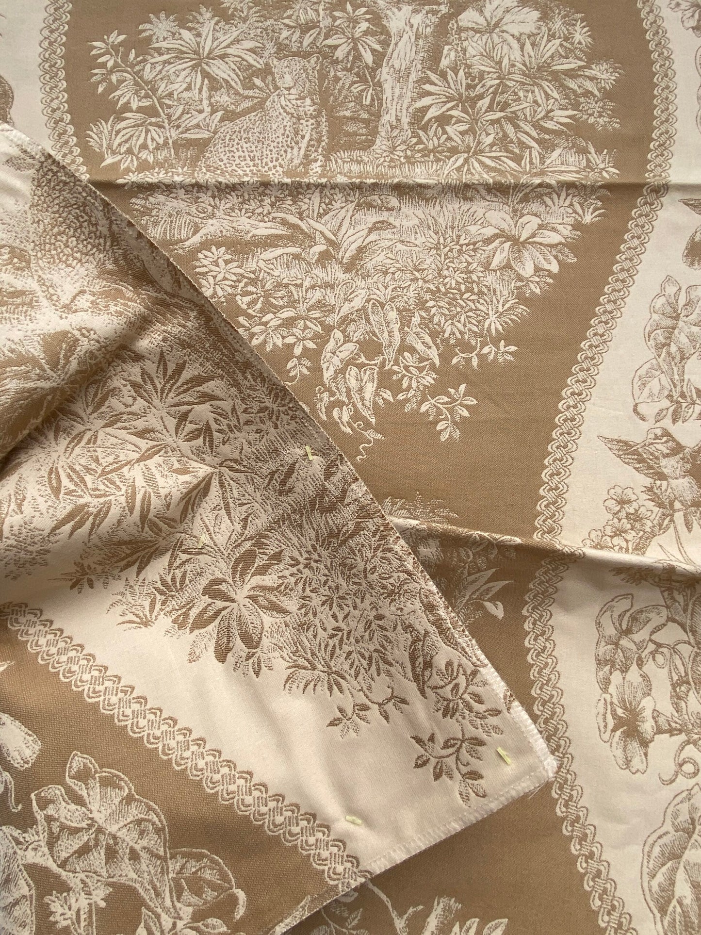 43 Berkbox86 Square Jacquard by Scalamandre Jangala Sahara Beige Safari Animal Leopard Monkey Hummingbird Cotton MSRP USD 320/Y