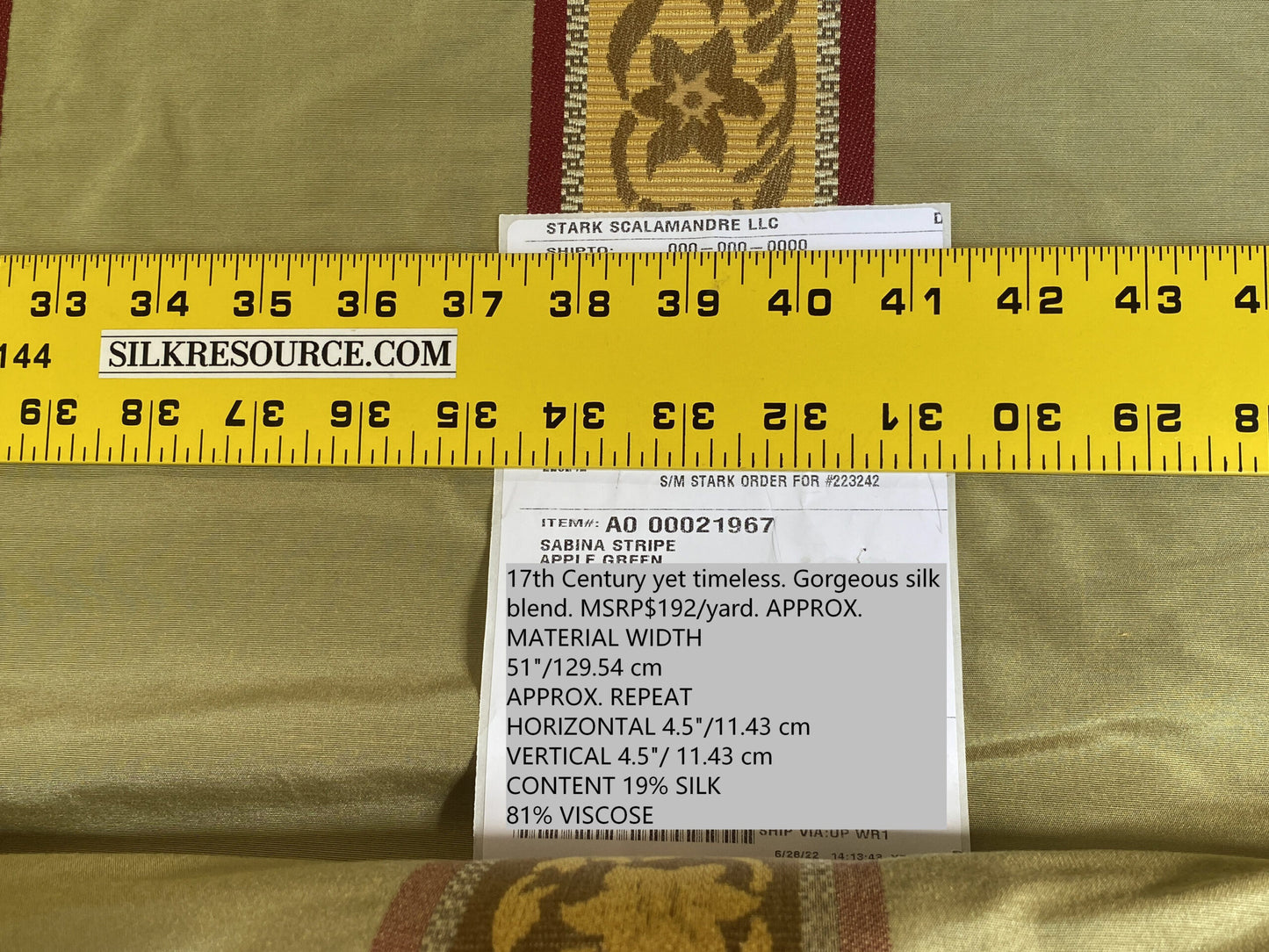 Scalamandre Sabina Stripe Apple Green Jacquards Silk Blend - By The Yard