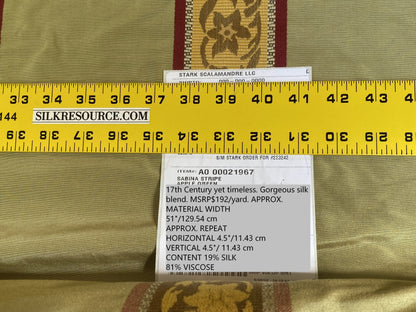 Scalamandre Sabina Stripe Apple Green Jacquards Silk Blend - By The Yard