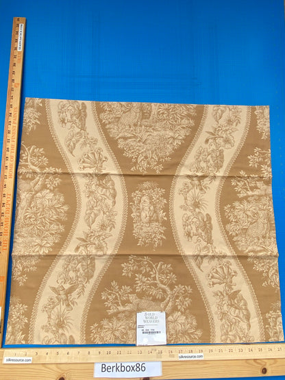 44 Berkbox86 Square Jacquard by Scalamandre Jangala Sahara Beige Safari Animal Leopard Monkey Hummingbird Cotton MSRP USD 320/Y