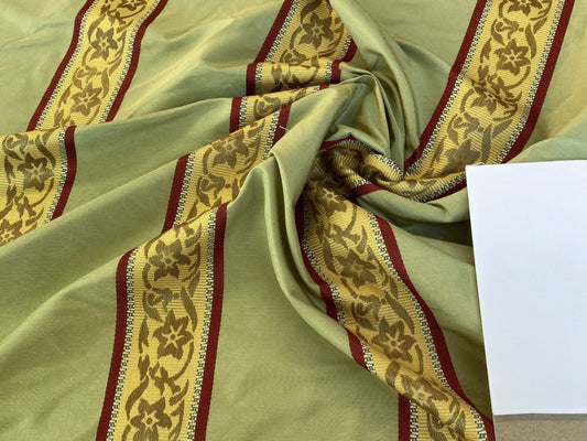 By Yd Scalamandre Sabina Stripe Apple Green Jacquards Silk Blend MSRP USD 192/Y