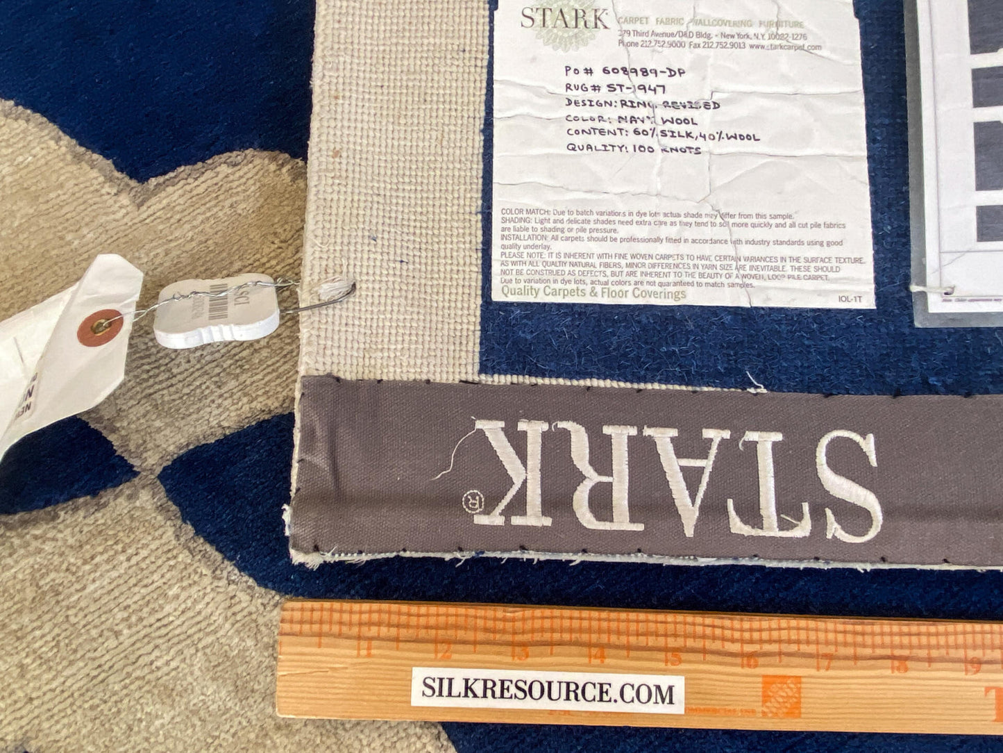 Stark Diamondhead Blue White Silk Wool Modern Lattice Diamond Rug 6x9' MSRP USD 10,500