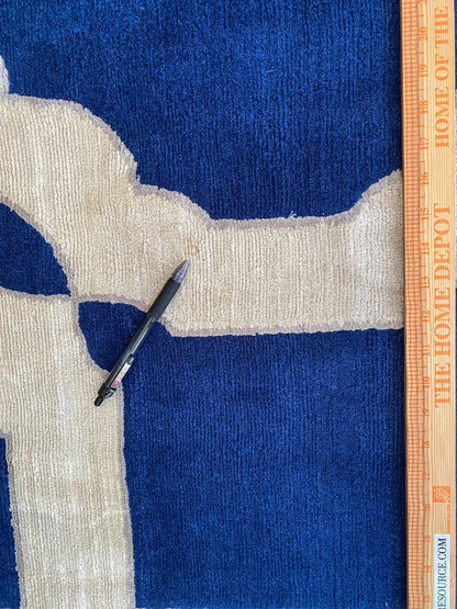 Stark Diamondhead Blue White Silk Wool Modern Lattice Diamond Rug 6x9' MSRP USD 10,500