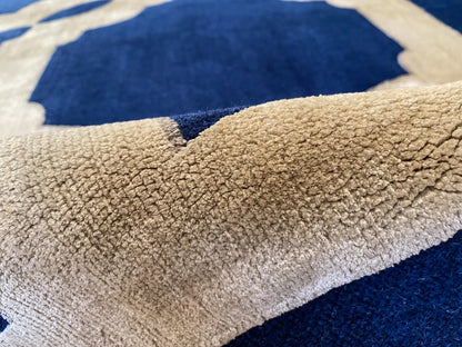 Stark Diamondhead Blue White Silk Wool Modern Lattice Diamond Rug 6x9' MSRP USD 10,500