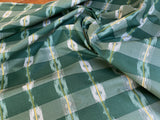 Old World Weavers Scalamandre Balikat Emerald Green White Plaid Print Cotton Ikat Bali Country