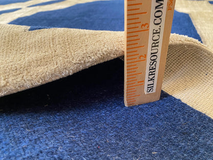 Stark Diamondhead Blue White Silk Wool Modern Lattice Diamond Rug 6x9' MSRP USD 10,500