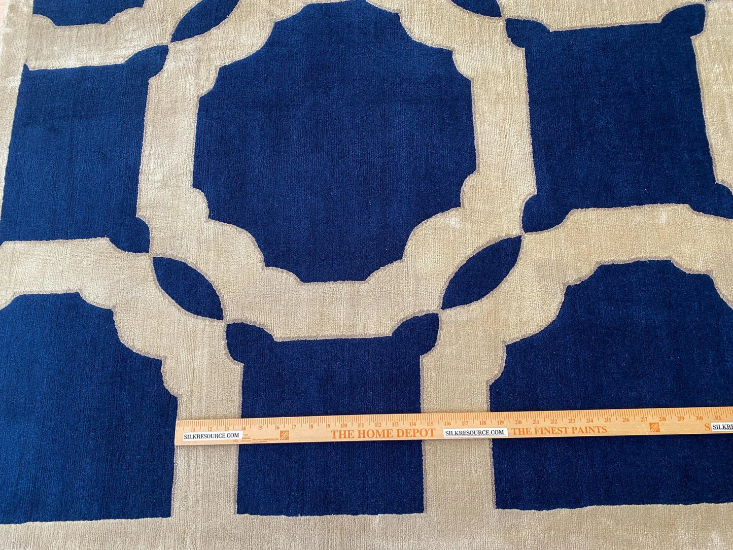 Stark Diamondhead Blue White Silk Wool Modern Lattice Diamond Rug 6x9' MSRP USD 10,500