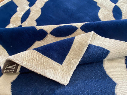 Stark Diamondhead Blue White Silk Wool Modern Lattice Diamond Rug 6x9' MSRP USD 10,500