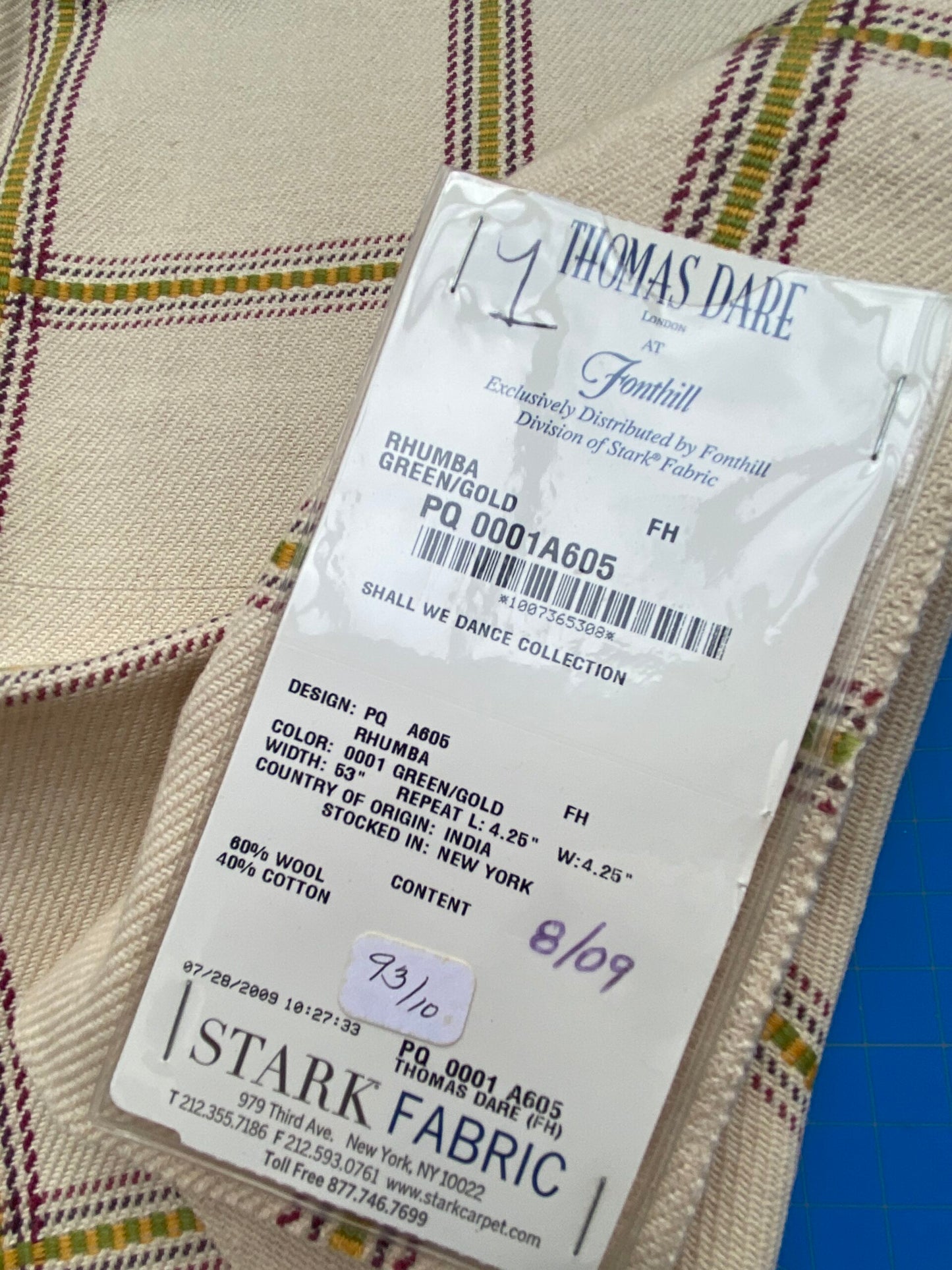 47 Berkbox86 Square Jacquard by Old World Weavers Rhumba Fonthill White Green Yellow Heavy Wool Cotton Plaid MSRP USD 264/Y