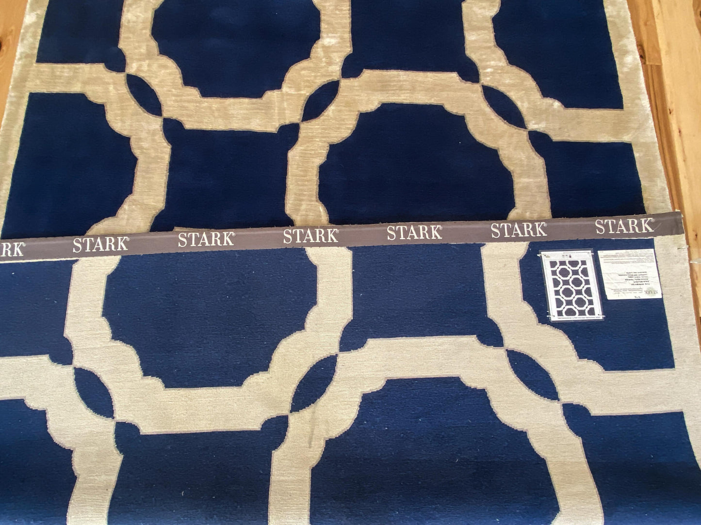 Stark Diamondhead Blue White Silk Wool Modern Lattice Diamond Rug 6x9' MSRP USD 10,500