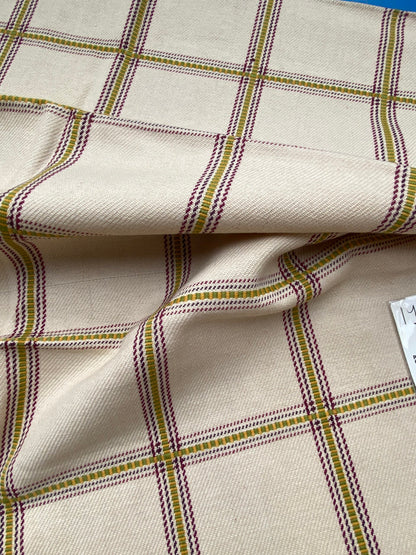 47 Berkbox86 Square Jacquard by Old World Weavers Rhumba Fonthill White Green Yellow Heavy Wool Cotton Plaid MSRP USD 264/Y