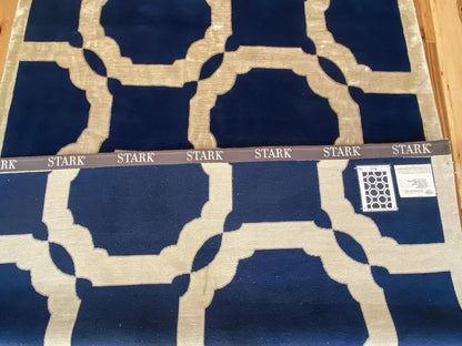 Stark Diamondhead Blue White Silk Wool Modern Lattice Diamond Rug 6x9' MSRP USD 10,500