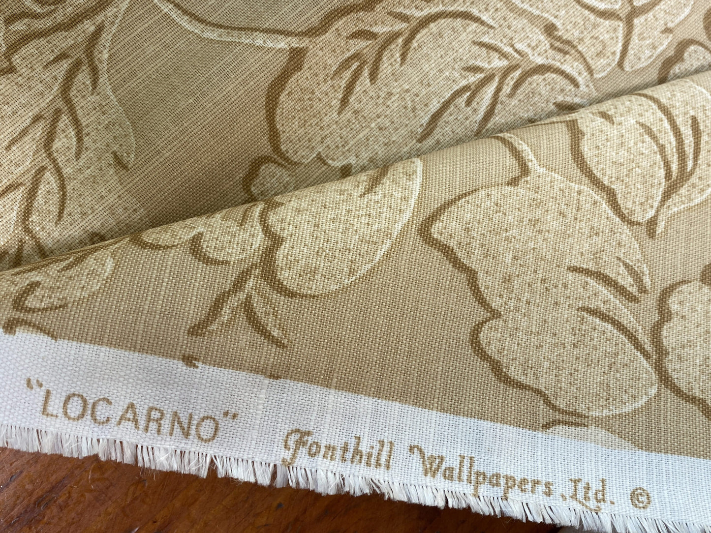by yard Scalamandre Locarno Sand Beige Cotton Linen Print Neutral Flora MSRP USD 132/Y