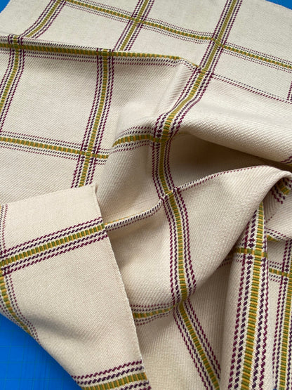 47 Berkbox86 Square Jacquard by Old World Weavers Rhumba Fonthill White Green Yellow Heavy Wool Cotton Plaid MSRP USD 264/Y