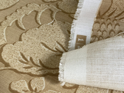by yard Scalamandre Locarno Sand Beige Cotton Linen Print Neutral Flora MSRP USD 132/Y