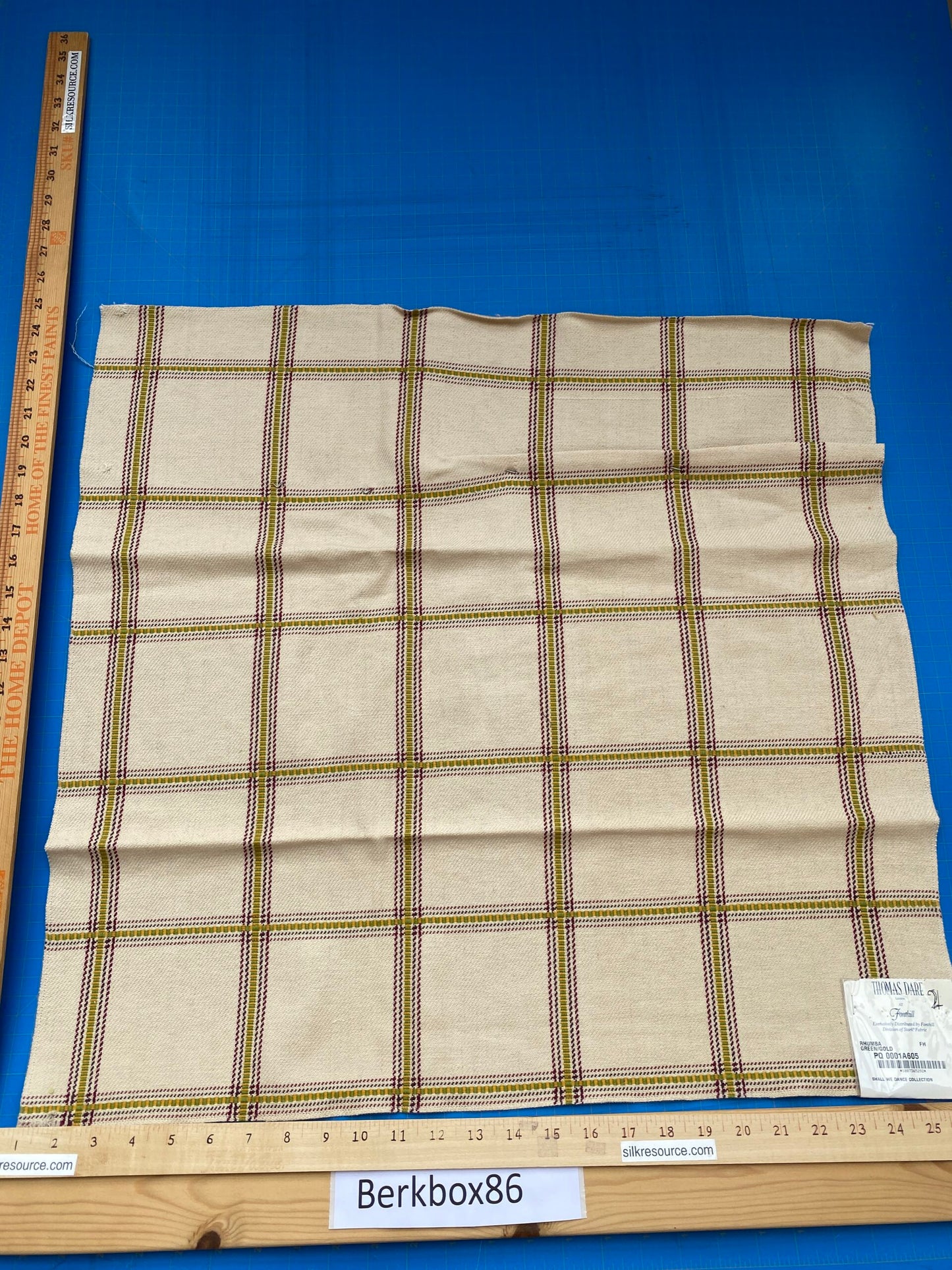 48 Berkbox86 Square Jacquard by Old World Weavers Rhumba Fonthill White Green Yellow Heavy Wool Cotton Plaid MSRP USD 264/Y
