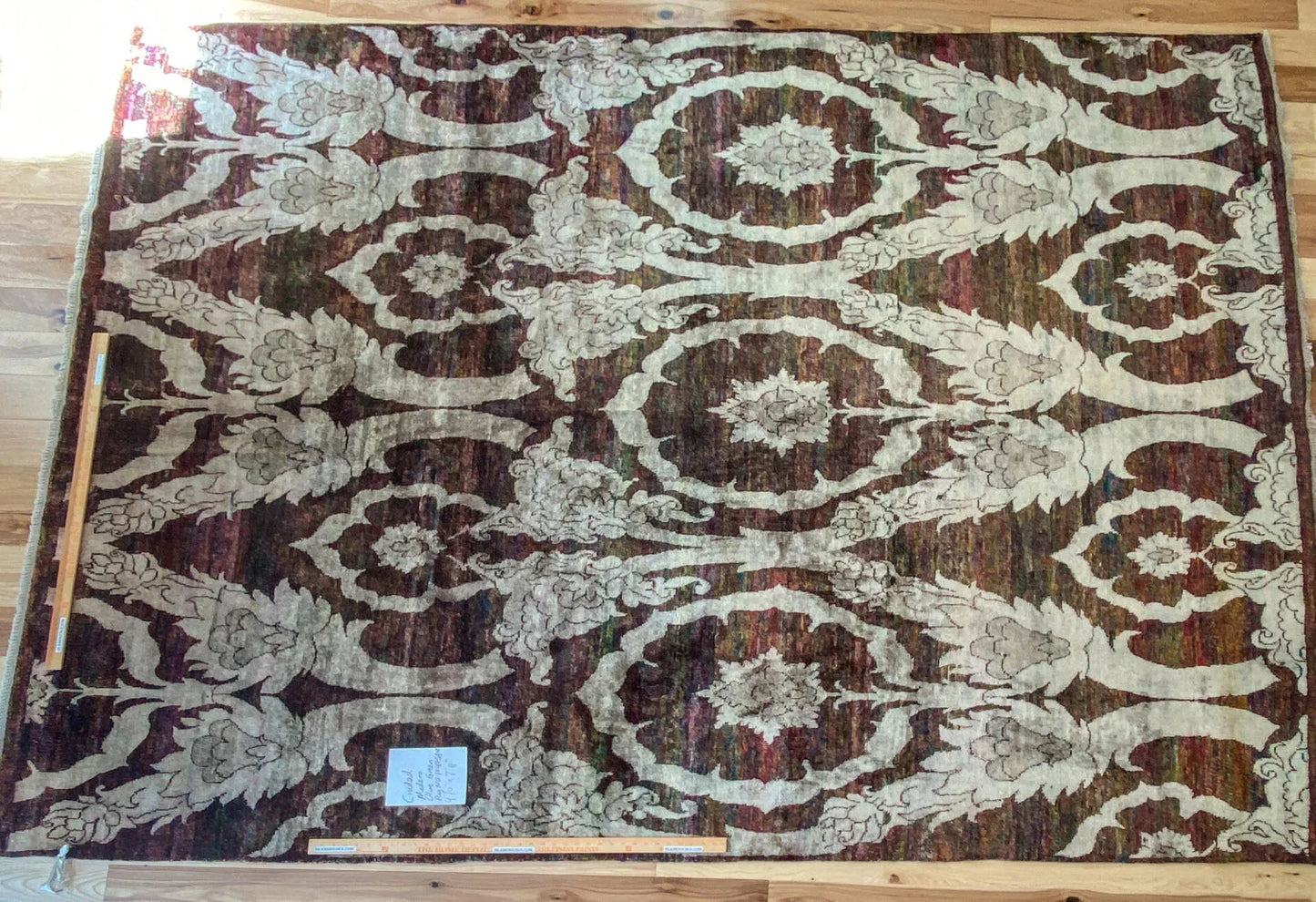 Stark Ciudad Madero Olive Green Silk Rug Hand Knotted Classic Medallion Damask 8x10' MSRP USD16200