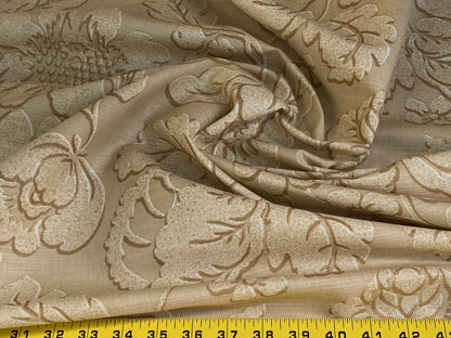 by yard Scalamandre Locarno Sand Beige Cotton Linen Print Neutral Flora MSRP USD 132/Y