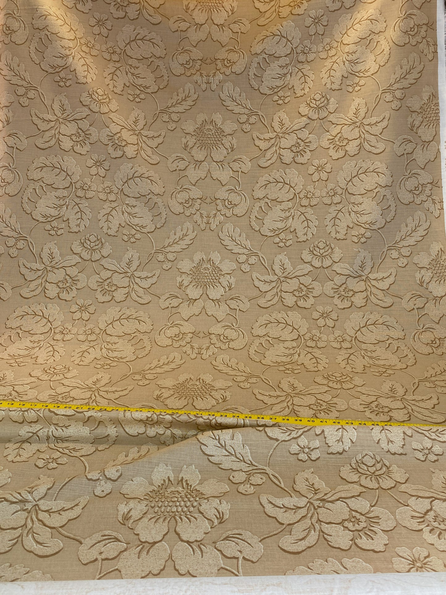 by yard Scalamandre Locarno Sand Beige Cotton Linen Print Neutral Flora MSRP USD 132/Y