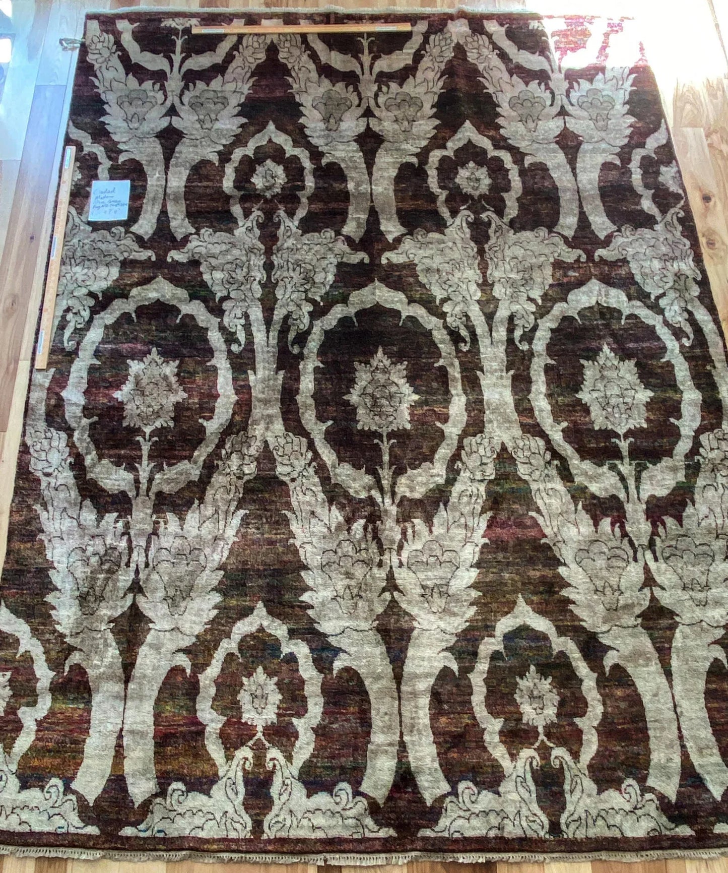 Stark Ciudad Madero Olive Green Silk Rug Hand Knotted Classic Medallion Damask 8x10' MSRP USD16200