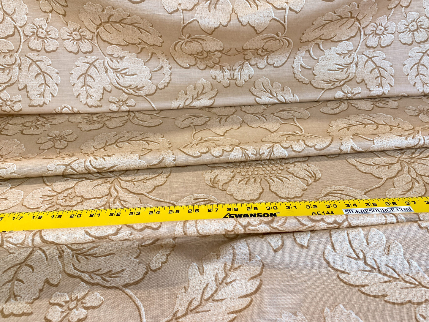 by yard Scalamandre Locarno Sand Beige Cotton Linen Print Neutral Flora MSRP USD 132/Y