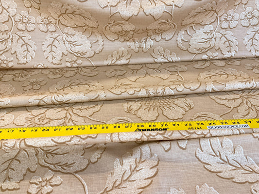 by yard Scalamandre Locarno Sand Beige Cotton Linen Print Neutral Flora MSRP USD 132/Y