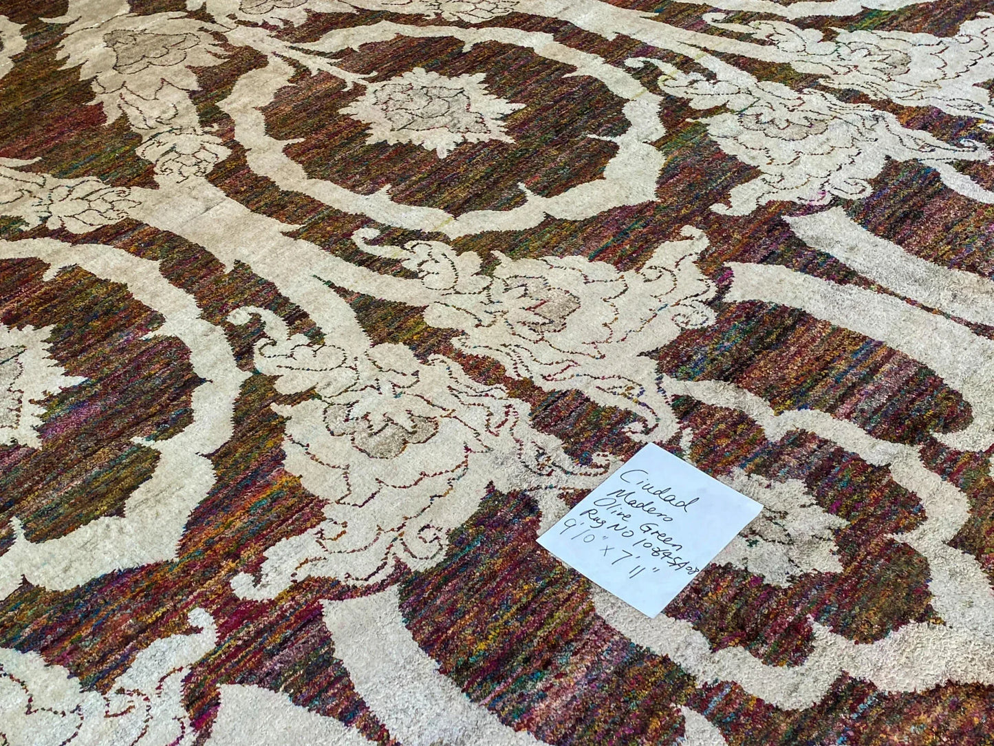 Stark Ciudad Madero Olive Green Silk Rug Hand Knotted Classic Medallion Damask 8x10' MSRP USD16200