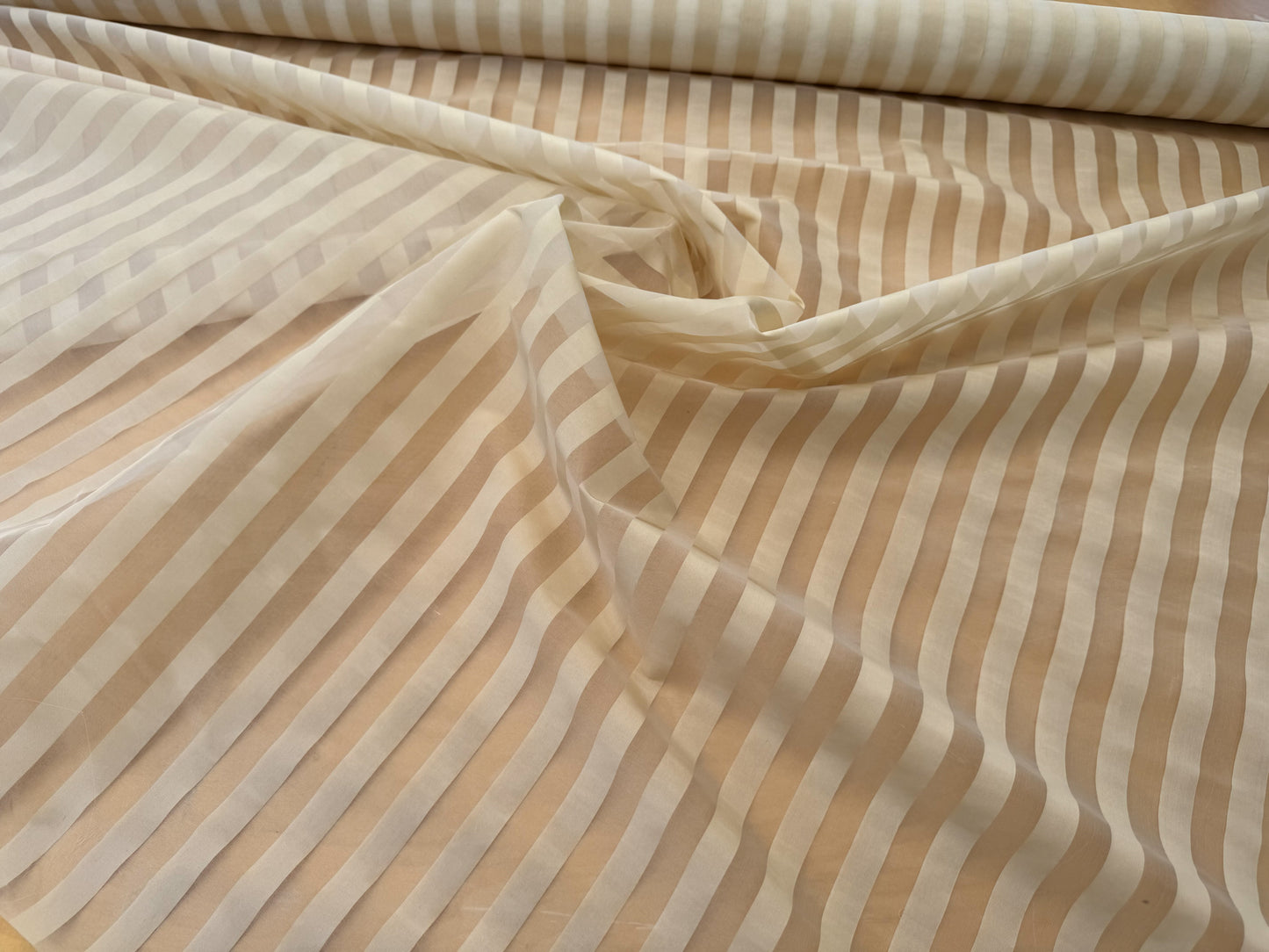 Scalamandre Ballet Silk Stripe Cream and White 100% Silk Sheer Stripe - by the yard