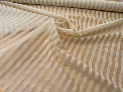 Scalamandre Ballet Silk Stripe Cream and White 100% Silk Sheer Stripe - by the yard