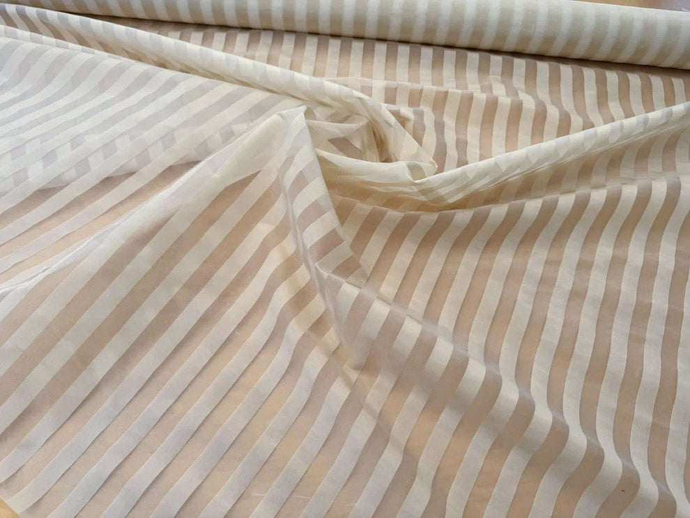 Scalamandre Ballet Silk Stripe Cream and White 100% Silk Sheer Stripe - by the yard