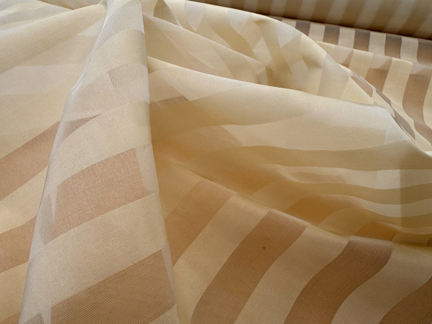 Scalamandre Ballet Silk Stripe Cream and White 100% Silk Sheer Stripe - by the yard