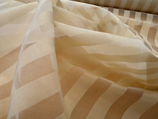 Scalamandre Ballet Silk Stripe Cream and White 100% Silk Sheer Stripe - by the yard