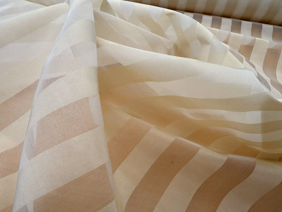Scalamandre Ballet Silk Stripe Cream and White 100% Silk Sheer Stripe - by the yard