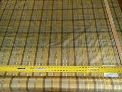 Scalamandre Old World Weavers Gustave Plaid Bronze Silk Plaid Taffeta Shimmering MSRP USD 240/Yd