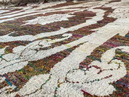 Stark Ciudad Madero Olive Green Silk Rug Hand Knotted Classic Medallion Damask 8x10' MSRP USD16200