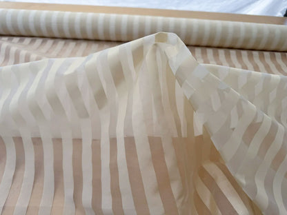 Scalamandre Ballet Silk Stripe Cream and White 100% Silk Sheer Stripe - by the yard