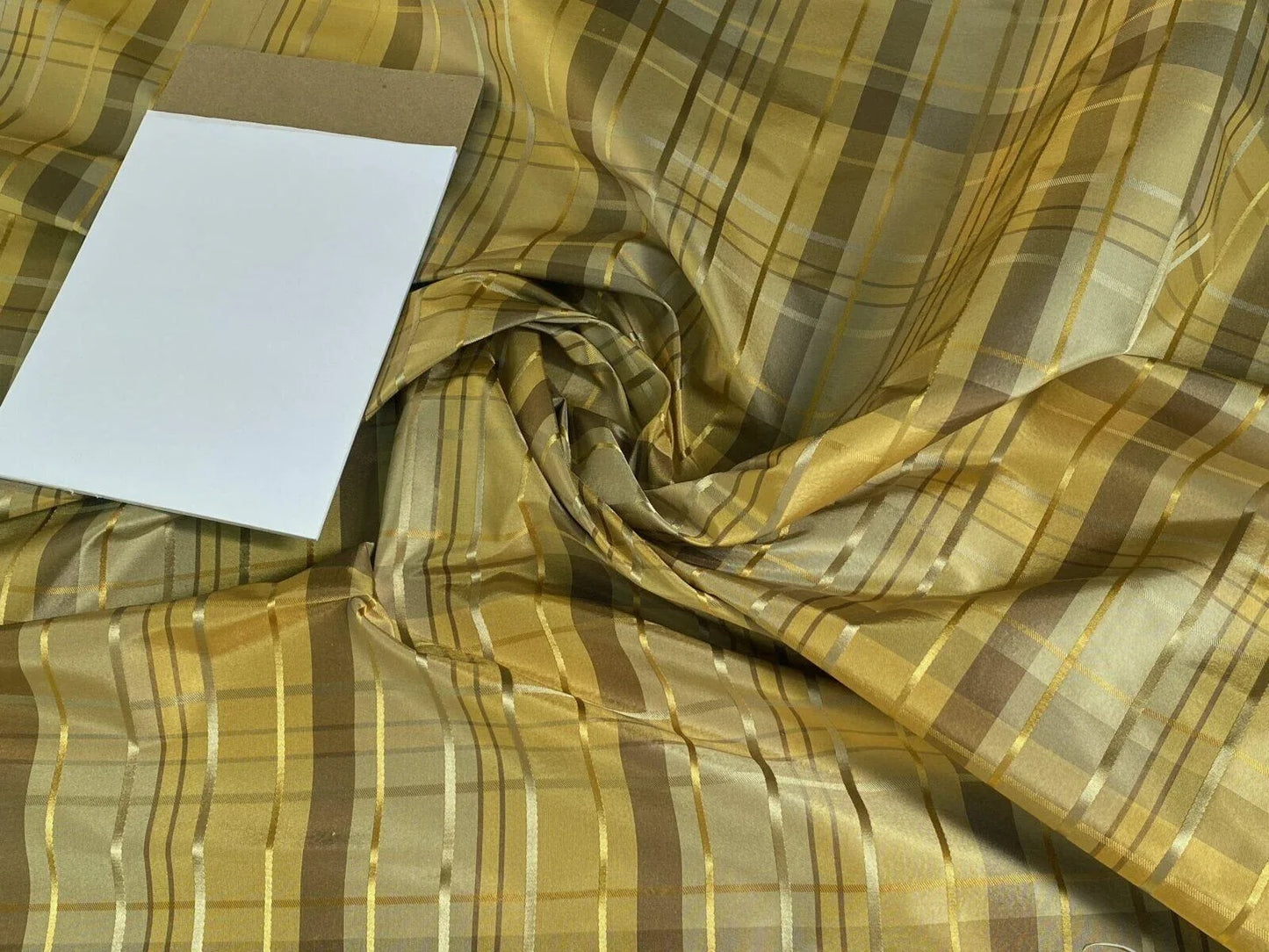 Scalamandre Old World Weavers Gustave Plaid Bronze Silk Plaid Taffeta Shimmering MSRP USD 240/Yd
