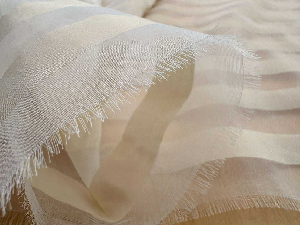 Scalamandre Ballet Silk Stripe Cream and White 100% Silk Sheer Stripe - by the yard