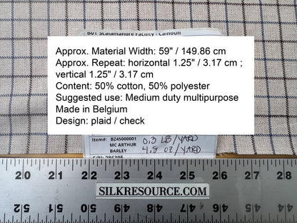 Scalamandre Mc Atrhur Barley Brown Blue Cream White Plaid Check Square Cotton Polyester - By the yard