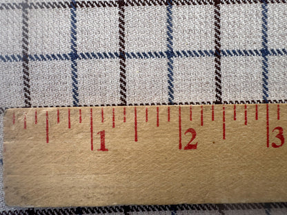Scalamandre Mc Atrhur Barley Brown Blue Cream White Plaid Check Square Cotton Polyester - By the yard