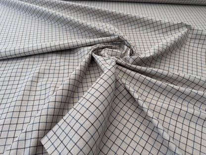 Scalamandre Mc Atrhur Barley Brown Blue Cream White Plaid Check Square Cotton Polyester - By the yard