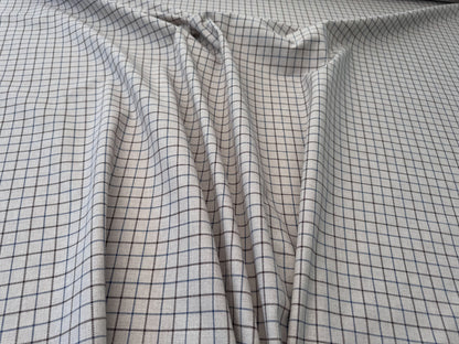 Scalamandre Mc Atrhur Barley Brown Blue Cream White Plaid Check Square Cotton Polyester - By the yard