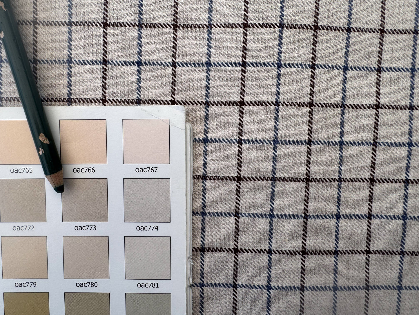 Scalamandre Mc Atrhur Barley Brown Blue Cream White Plaid Check Square Cotton Polyester - By the yard