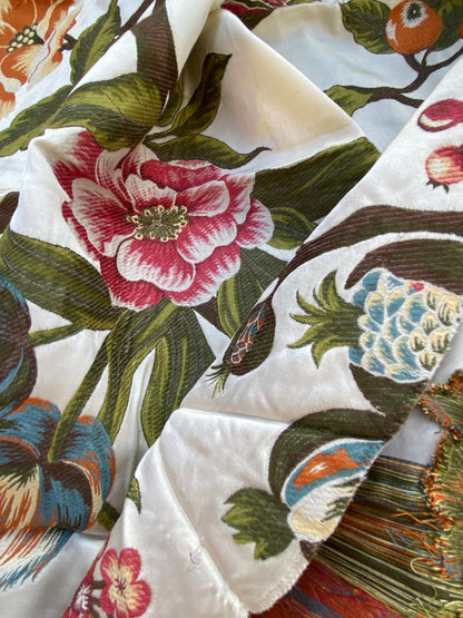 2 Berkbox87 Square Woven Lampas by Scalamandre Old World Weavers Frida Cream/Multi Woven Foliage Yellow MSRP 546/y