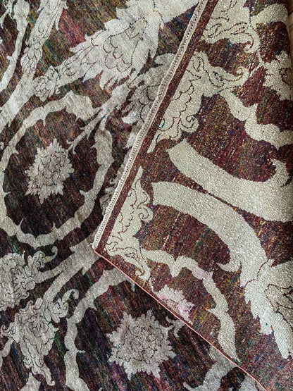 Stark Ciudad Madero Olive Green Silk Rug Hand Knotted Classic Medallion Damask 8x10' MSRP USD16200