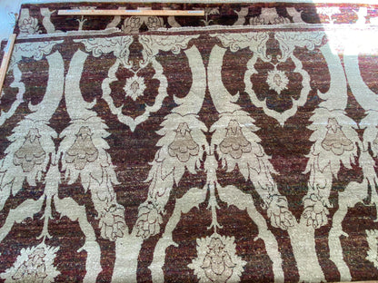 Stark Ciudad Madero Olive Green Silk Rug Hand Knotted Classic Medallion Damask 8x10' MSRP USD16200